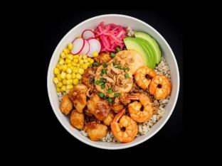 Spicy Chicken and Shrimp with Brown Rice
