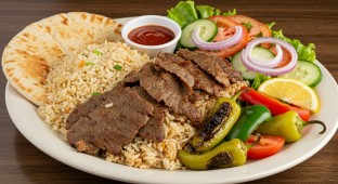 Gyros with Rice Pilaf and Grilled Veggies
