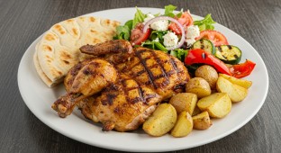 Half Chicken with Potatoes and Grilled Veggies