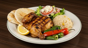 Half Chicken with Rice Pilaf and Grilled Veggies