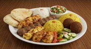 Koko’s Combination with Rice Pilaf and Grilled Veggies