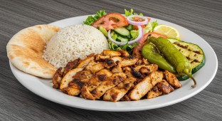 Chicken Shawarma with Rice Pilaf and Grilled Veggies