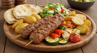 Pork Kabob with Potatoes and Grilled Veggies