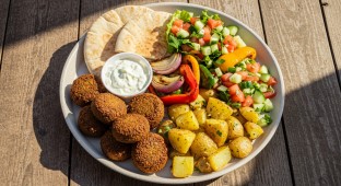 Falafel with Potatoes and Grilled Veggies