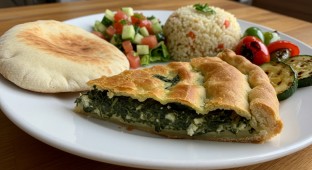 Spinach Pie with Rice Pilaf and Grilled Veggies