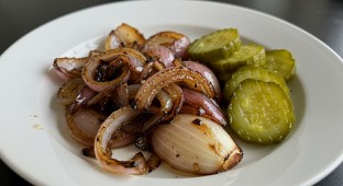 Grilled Onions and Pickles