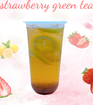 Strawberry Green Tea with Boba