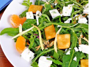 Citrus Arugula Entree Salad with Tofu and Orange Vinaigrette