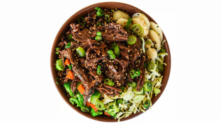 Wagyu Beef Rice and Cabbage Bowl with Garlic Sesame Soy Sauce