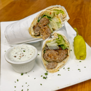 Kofte Kebab Lavash Wrap with Side Salad