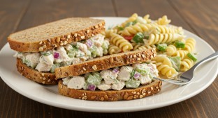 Chicken Salad Sandwich with pasta salad