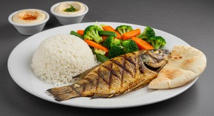 Grilled Tilapia Full Rice Plate with Veggies