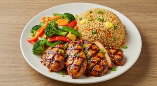 Spicy Chicken Teriyaki With Fried Rice and Veggies