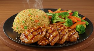 Chicken Teriyaki With Fried Rice and Veggies