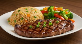 Steak Teriyaki With Fried Rice and Veggies