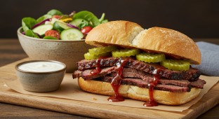 Brisket Sandwich with Side Salad