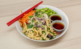 Asian Crunch Slaw Salad (Wonton Chips on the Side)