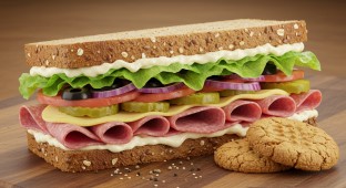 Salami & Provolone Sub on Whole Grain Wheat & Peanut Butter Cookie (No Tomatoes)