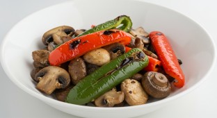 Roasted Mixed Mushrooms with Red and Green Peppers