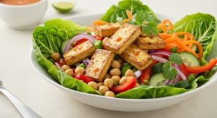 Grilled Tofu Garbanzo Salad