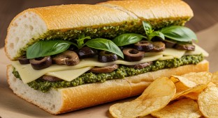 Vegan Veggie Delight Sandwich with Chips