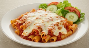 Baked Ziti with Marinara and Salad