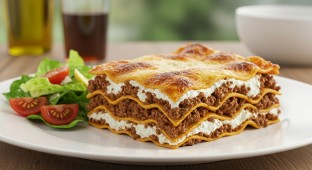 Beef Lasagna and Salad