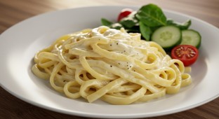 Fettuccine Alfredo and Salad