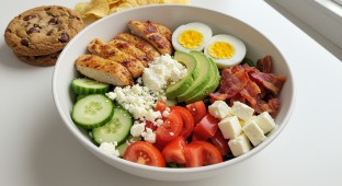 Chicken Avocado Cobb Salad Wrap Box with Cookie and Chips