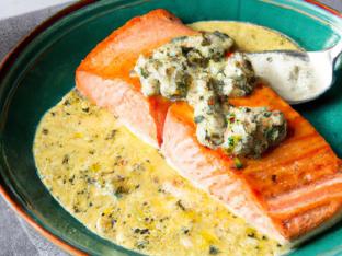 Seared Salmon with Creamy Citrus Pesto on the Side