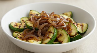 Large Grilled Zucchini and Caramelized Onions