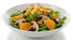 Dairy-Free Citrus Arugula Entree Salad with Shiitake Mushroom and Orange Vinaigrette (No Cheese)