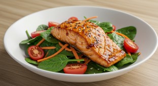 Spinach Salad with Salmon and House Vinaigrette
