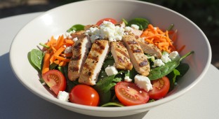 Spinach Salad with Roasted Chicken and House Vinaigrette