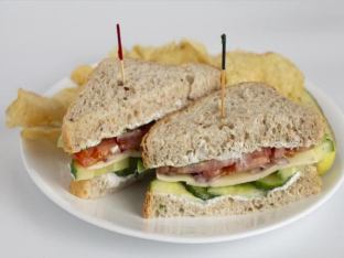 Gluten Free Veggie Sandwich | Fresh Fruit | Gluten Free Brownie