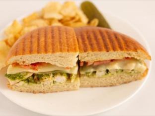 Gluten Free Chicken Pesto Panini | Fresh Fruit | Gluten Free Brownie