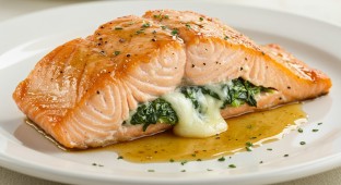 Spinach and Cheese Stuffed Salmon