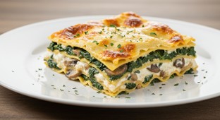 Three Cheese, Spinach and Mushrooms Lasagna