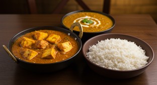 Paneer Tikka Masala with Dal Makhani and Jasmine Rice