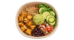 Vegan Tofu Bean Bowl with Guacamole