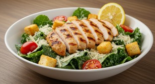 Kale Caesar Salad with Roasted Chicken