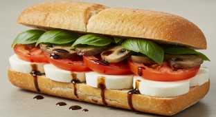 Gluten Free Tomato, Mushrooms & Mozzarella Sandwich