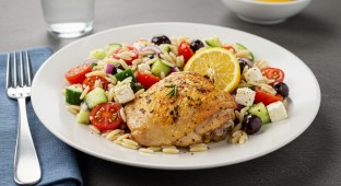 Herb and Lemon Roasted Chicken with Mediterranean Orzo Pasta Salad