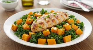 Harvest Kale and Squash Salad With Chicken (no sunflower seeds)