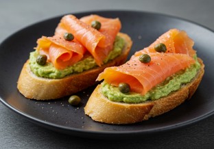 Smoked Salmon Crostini with Smashed Avocado