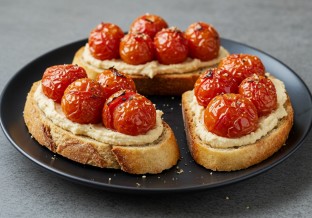 Roasted Tomato Crostini with Hummus