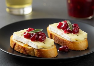 Brie Crostini with Cranberry and Sage Butter