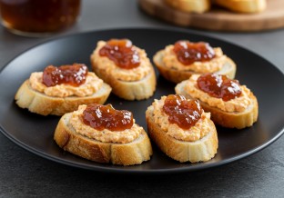 Pimento Cheese and Pepper Jelly Crostini