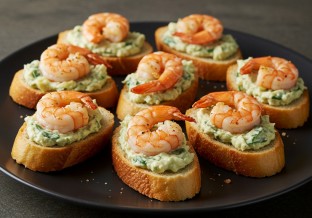 Spinach Artichoke Crostini with Shrimp