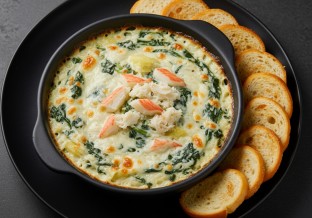 Spinach Crab Dip with Crostini